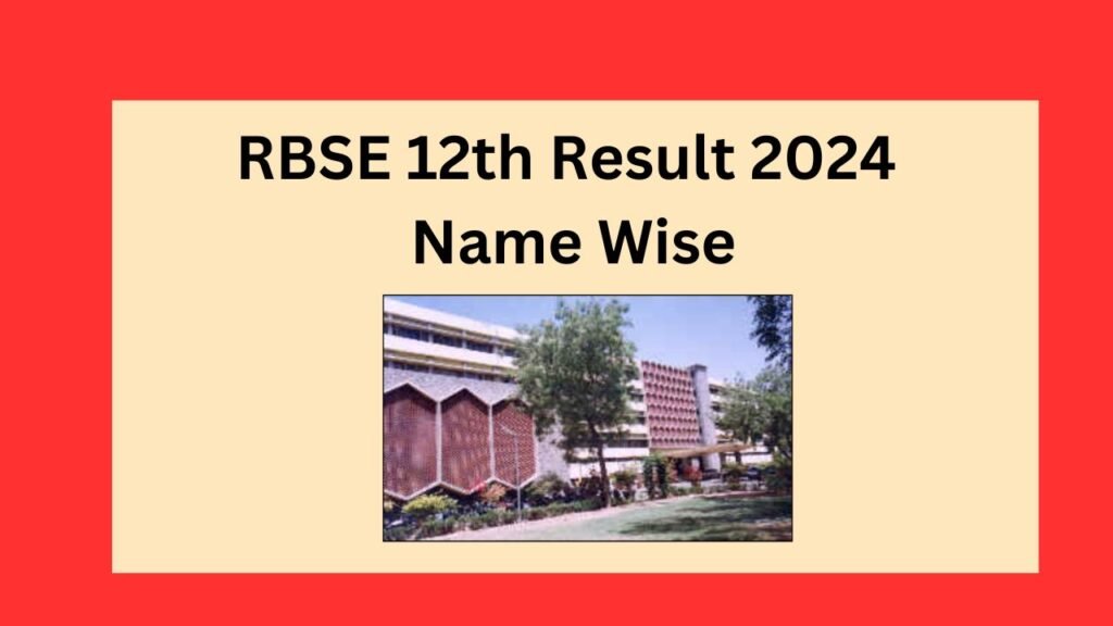 RBSE 12th Result 2024 Name Wise